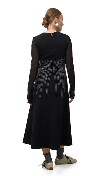 Beatrice B Black Dress with White Stitch Detail