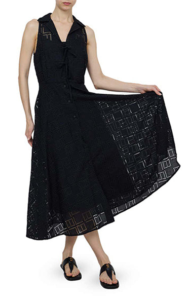 Beatrice B Broderie Black Dress