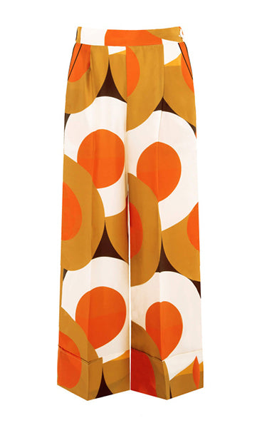 Beatrice B Silk Twill Circle Print Pants