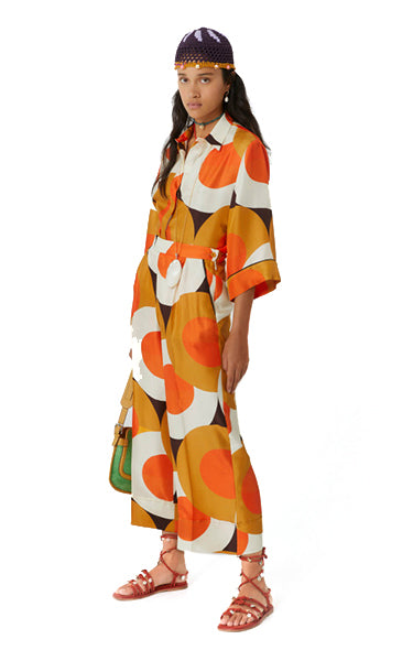 Beatrice B Silk Twill Circle Print Pants