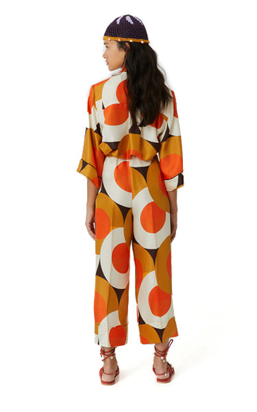 Beatrice B Silk Twill Circle Print Pants