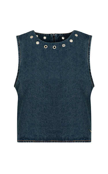 Coster Copenhagen Denim Eyelet Top