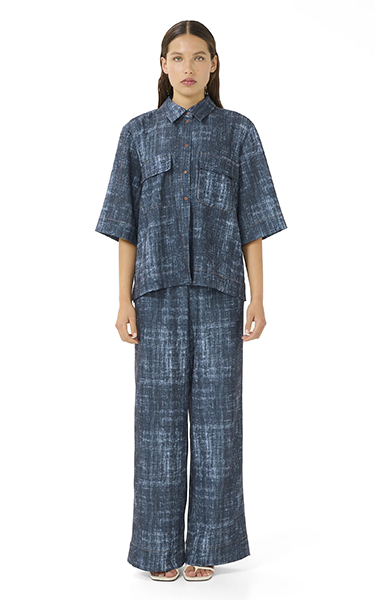 Gestuz Loose Denim Look Pants – Relaxed Wide-Leg Trousers