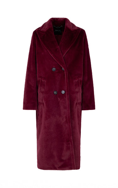 Marccain Maroon Fluffy Coat