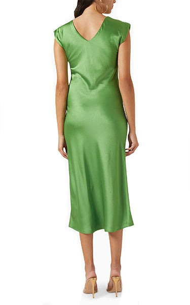 Marella Green Satin Dress Bias Cut