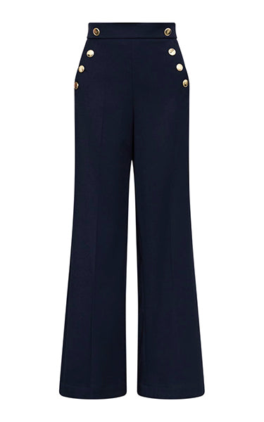 Marella Himarew Navy Pants with Gold Buttons