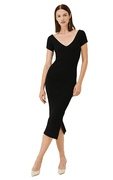 Marella Piadena Black Knit Rib Dress