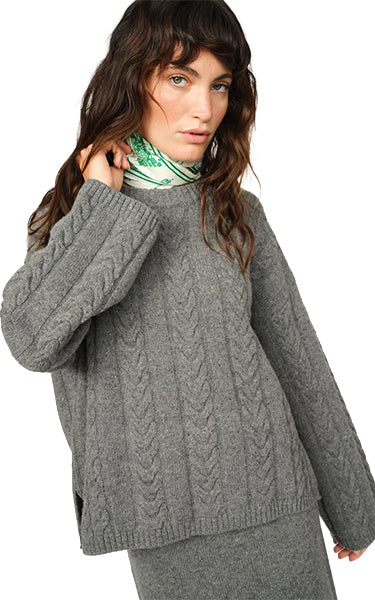 Mos Mosh Cable Sweater in Grey