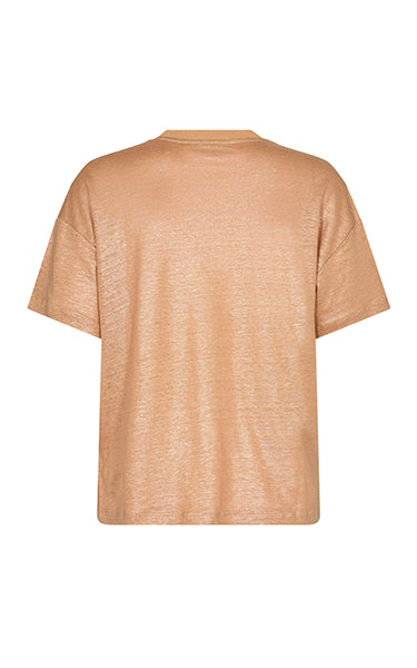 Mos Mosh Casa V Neck Foil Tee in Tan