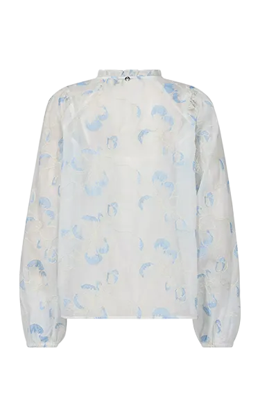 Mos Mosh Flowy Eisara Blouse White – Elegant Floral Embroidery