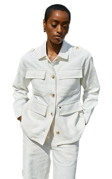 Mos Mosh White Safari Jacket – Elegant & Structured Design