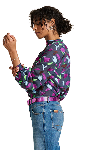POM Amsterdam Blue Featherfest Blouse