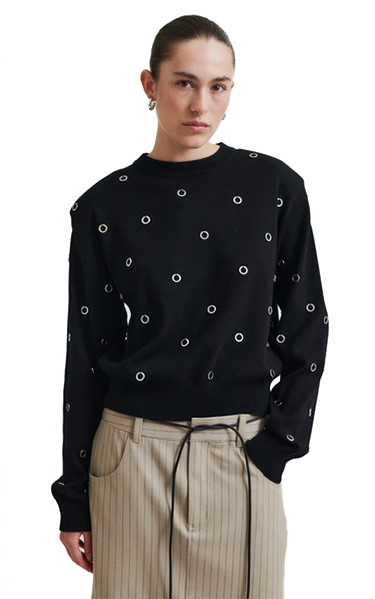 Second Female Eyelet Black Knit