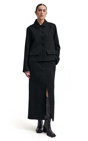 Second Female Black Mal Button Jacket