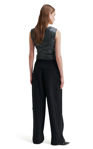 Second Female Faux Leather Black Top