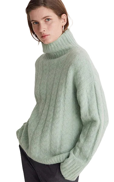 Yerse Cosy Cable Knit in Mint Green