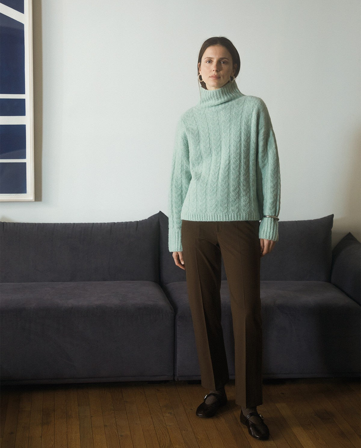 Yerse Cosy Cable Knit in Mint Green