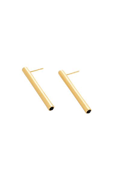 Marina Yglesias Large Tube Earrings Black Stone