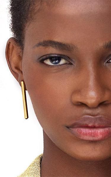 Marina Yglesias Large Tube Earrings Black Stone