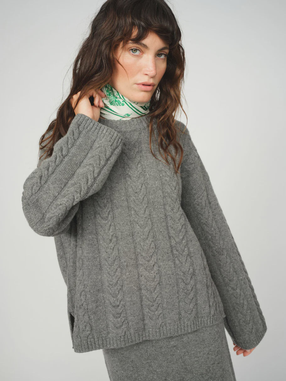 Mos Mosh Cable Sweater in Grey