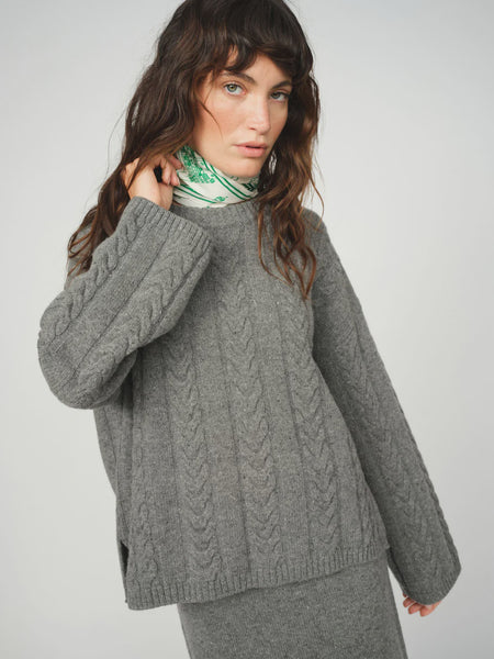 Mos Mosh Cable Sweater in Grey