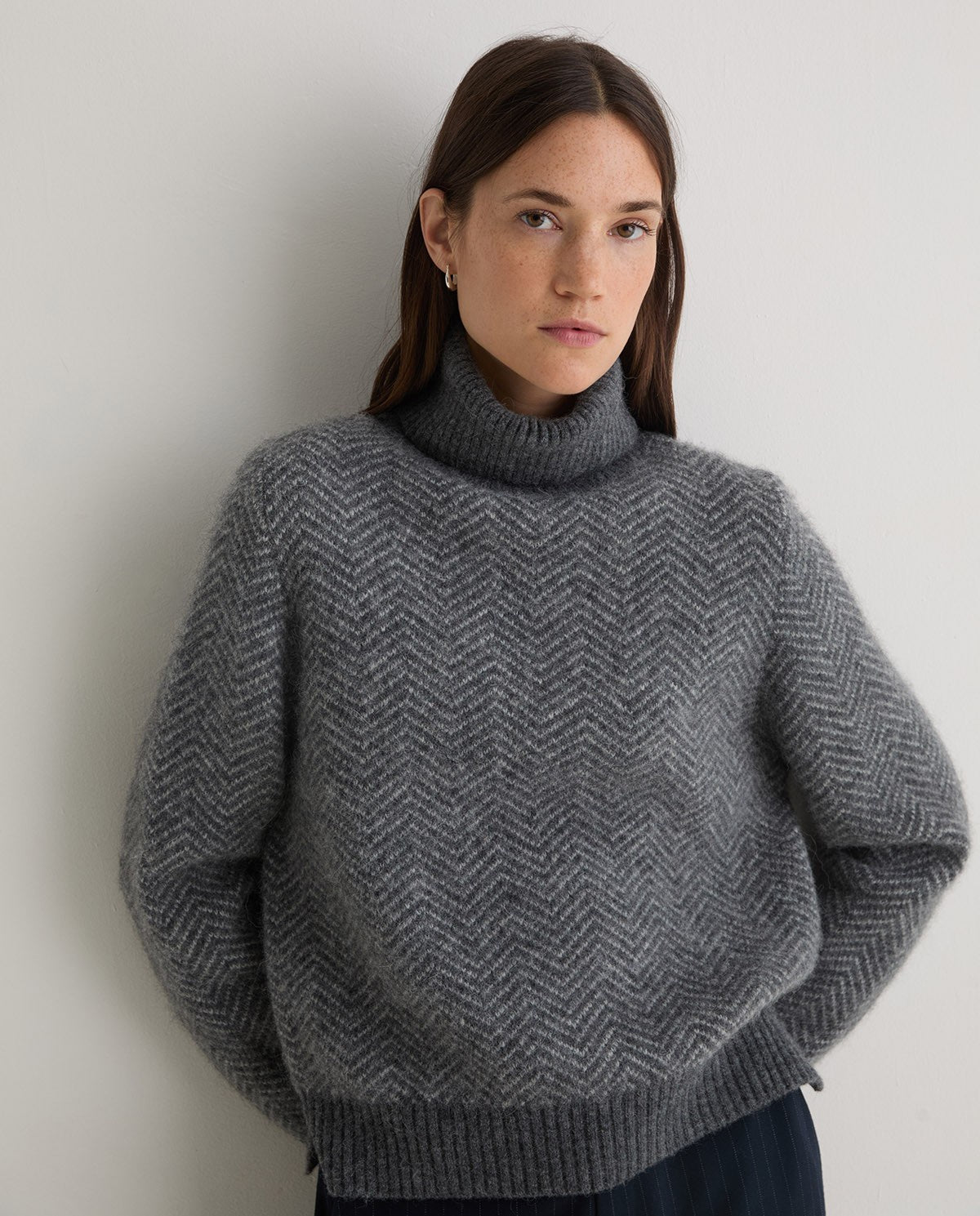 Yerse Grey Herringbone Jumper