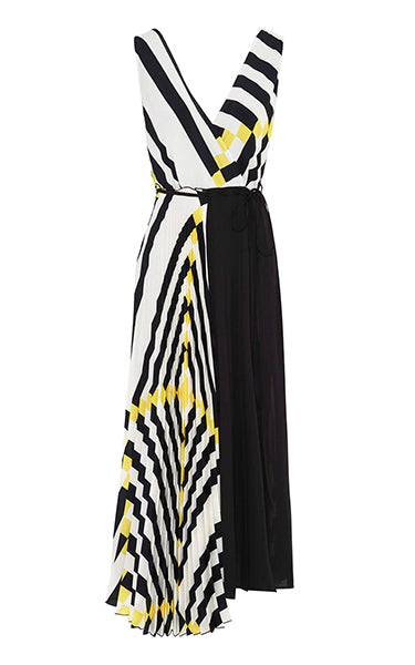 Beatrice B Asym Dress Black, White Yellow