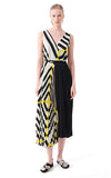 Beatrice B Asym Dress Black, White Yellow