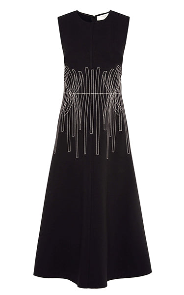 Beatrice B Black Dress with White Stitch Detail