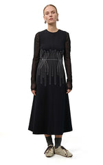 Beatrice B Black Dress with White Stitch Detail