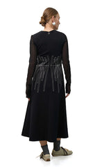 Beatrice B Black Dress with White Stitch Detail