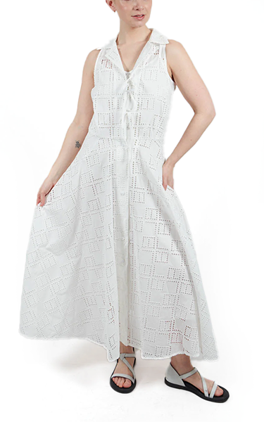 Beatrice B Broderie White Dress