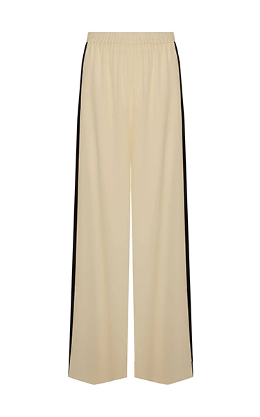 Beatrice B Cream Pants w Black Side Stripe