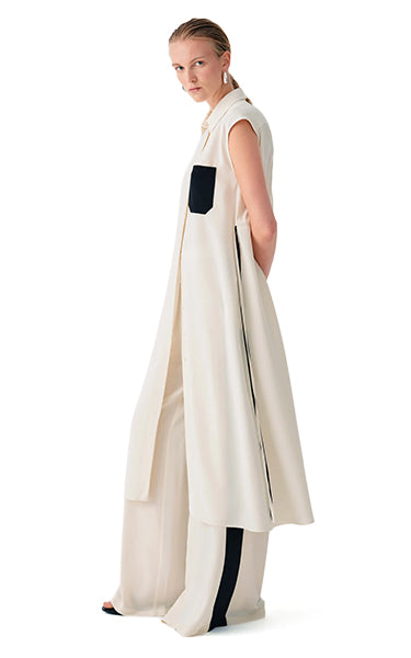 Beatrice B Cream Pants w Black Side Stripe