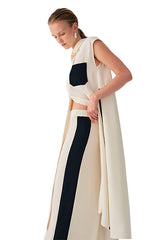 Beatrice B Cream Pants w Black Side Stripe