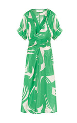Beatrice B Green Print Silk Dress