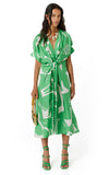 Beatrice B Green Print Silk Dress