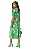 Beatrice B Green Print Silk Dress