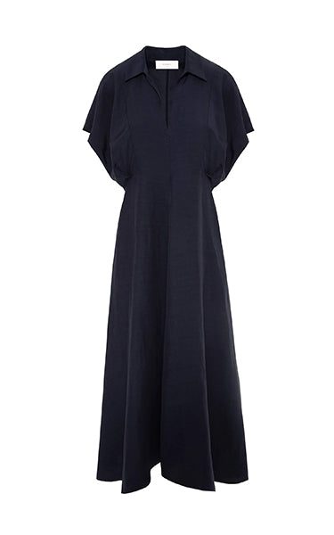 Beatrice B Navy Linen Mix Dress