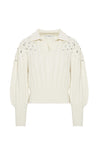 Beatrice B Polo Knit with Embroidery Cream