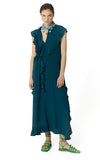 Beatrice B Poseidon Green Ruched Maxi Dress