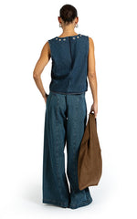 Coster Copenhagen Denim Eyelet Top