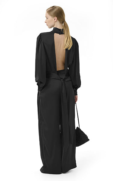 Gestuz Black Satin Sleeve Blouse