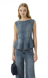 Gestuz Denim Peplum Top