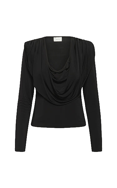Gestuz Wide Drape Neck Top Black