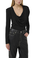 Gestuz Wide Drape Neck Top Black