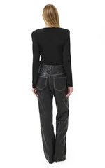 Gestuz Wide Drape Neck Top Black