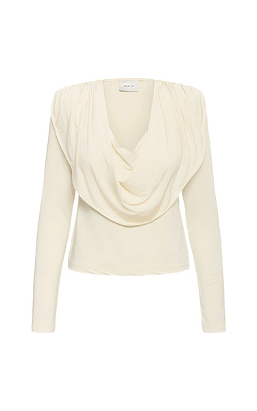 Gestuz Wide Drape Neck Top Cream
