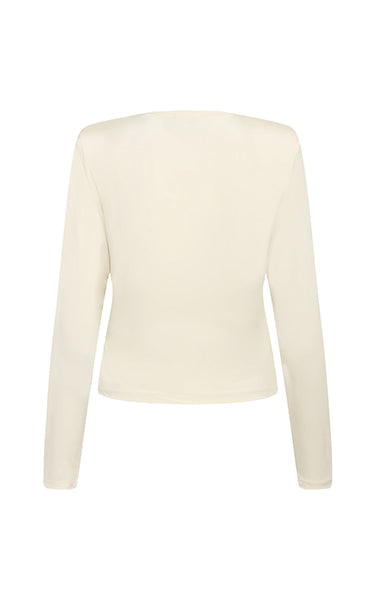 Gestuz Wide Drape Neck Top Cream