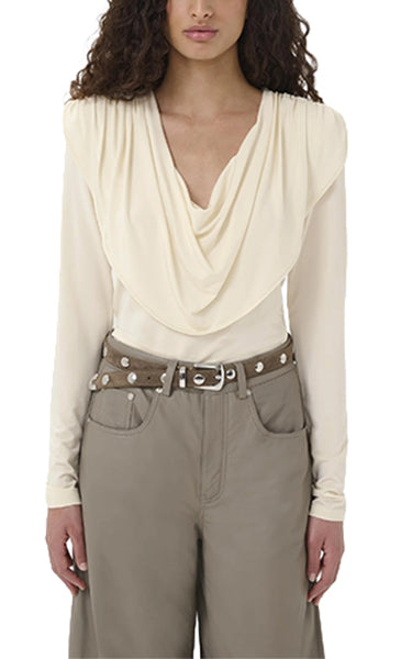 Gestuz Wide Drape Neck Top Cream